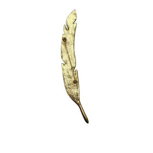 Vintage Long Gold Tone Feather Leaf Brooch Pin